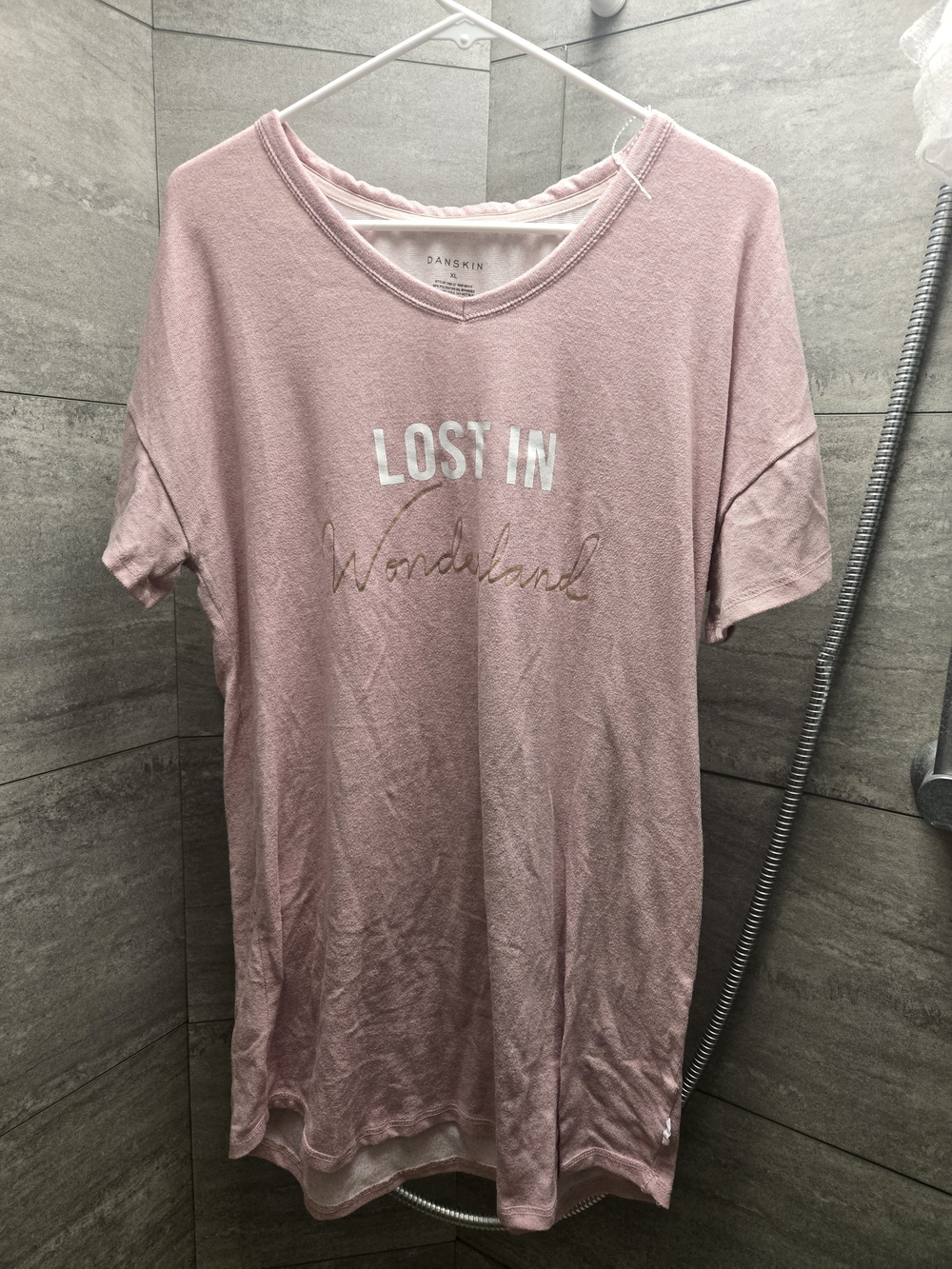 Danskin Pink 'Lost in Wonderland' Short Sleeve Scoop Neck Top